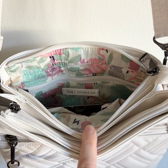 Lug Double Dip Satin Luxe VL Crossbody Bag in White NEW - Picture 5 of 5